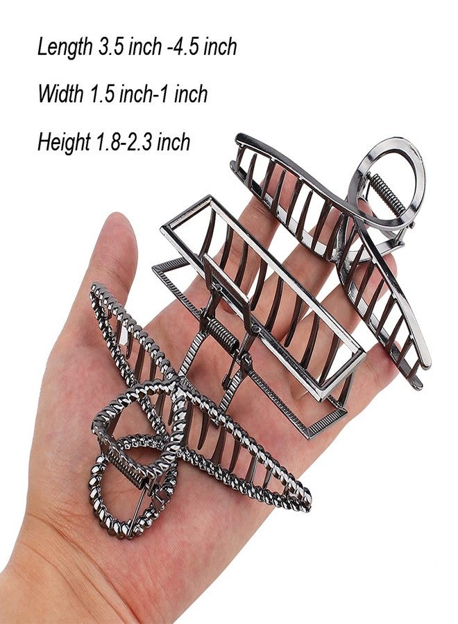 ANBALA Large Metal Hair Claws for Thick Long Hair - Butterfly Clips with Grip Teeth, Non-Slip Big Jaw Clamps for Women (Black) - Image 5